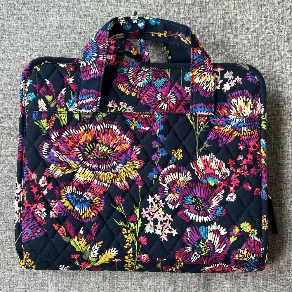 Vera Bradley Quilted Floral Hanging Organizer Travel Tote Bag in Navy